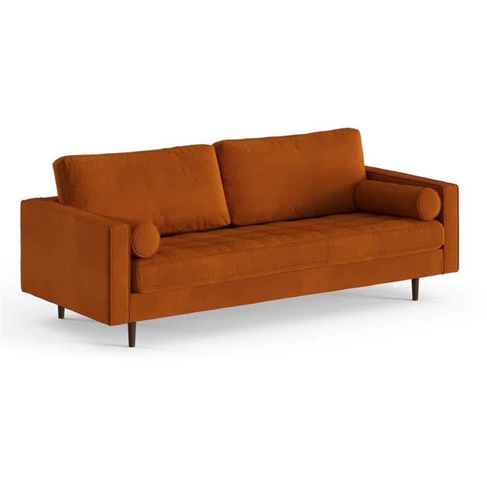 Velvet Sofa with Bolster Pillows Y869