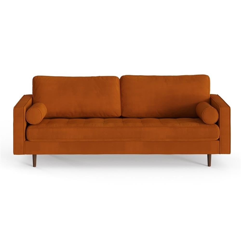 Velvet Sofa with Bolster Pillows Y869