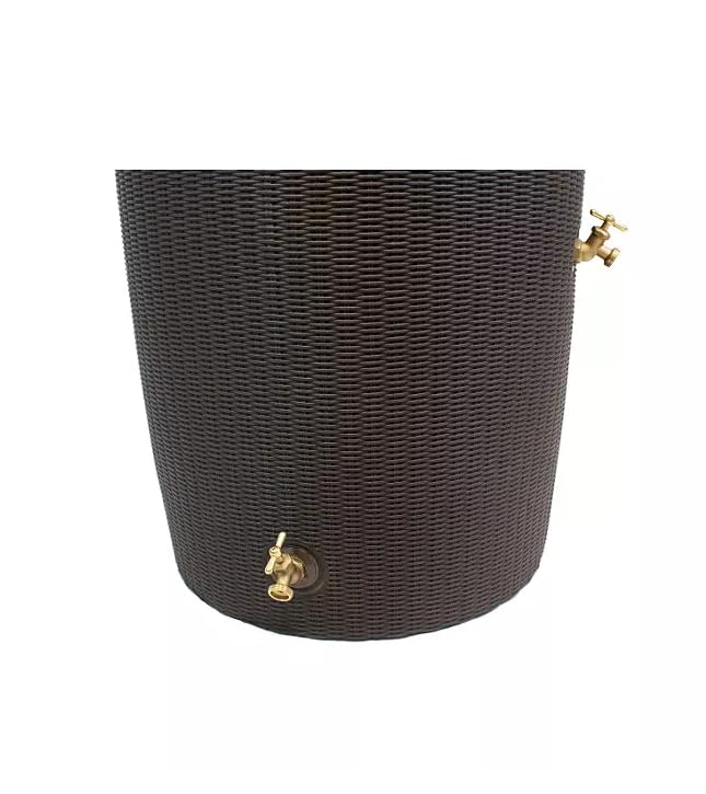 Black 50-Gallon Rain Barrel with Planter Top O223646