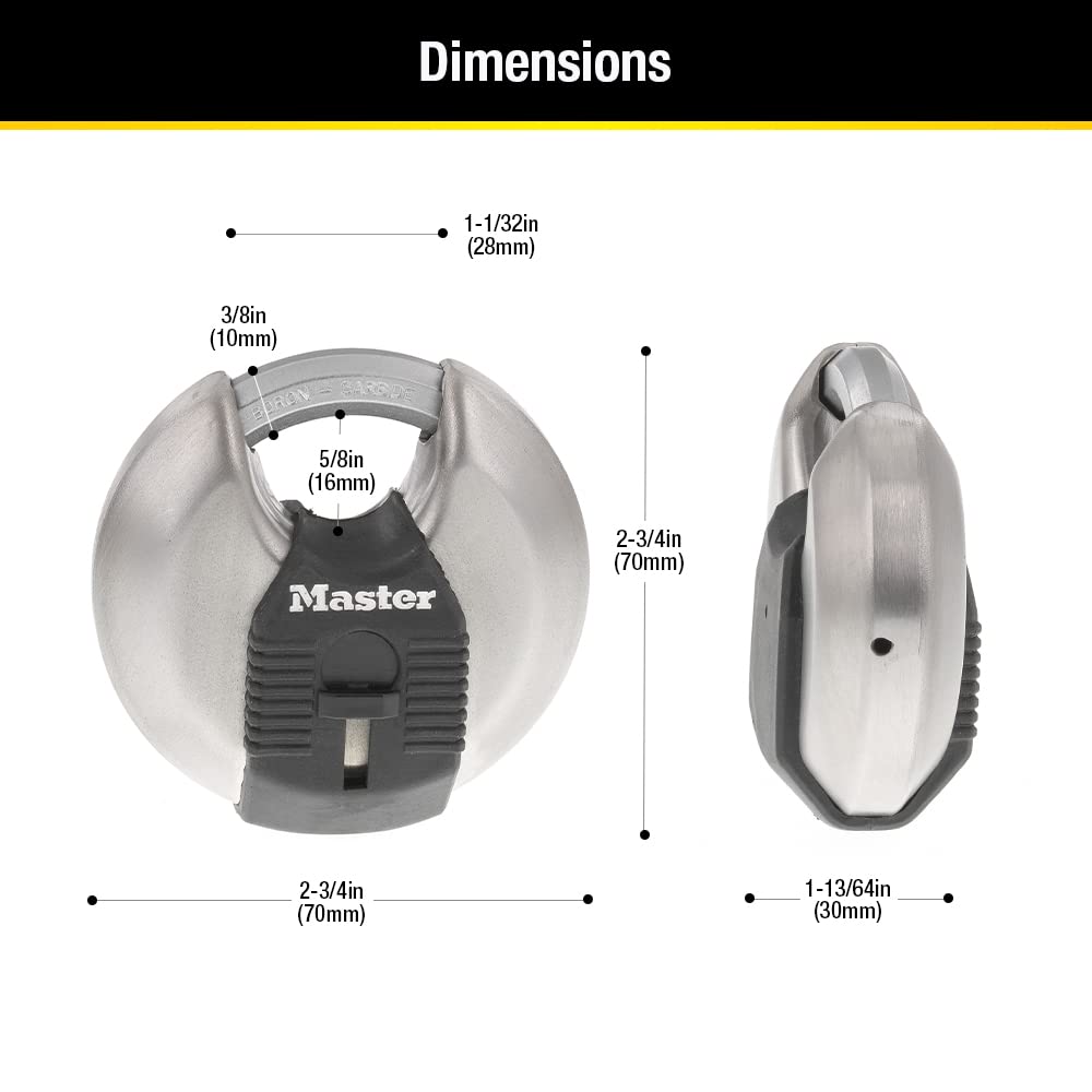 2-3/4-inch Wide Stainless Steel Disc Padlock N518141