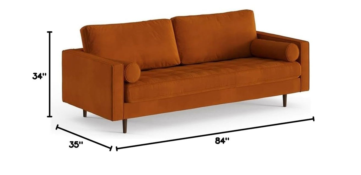 Velvet Sofa with Bolster Pillows Y869