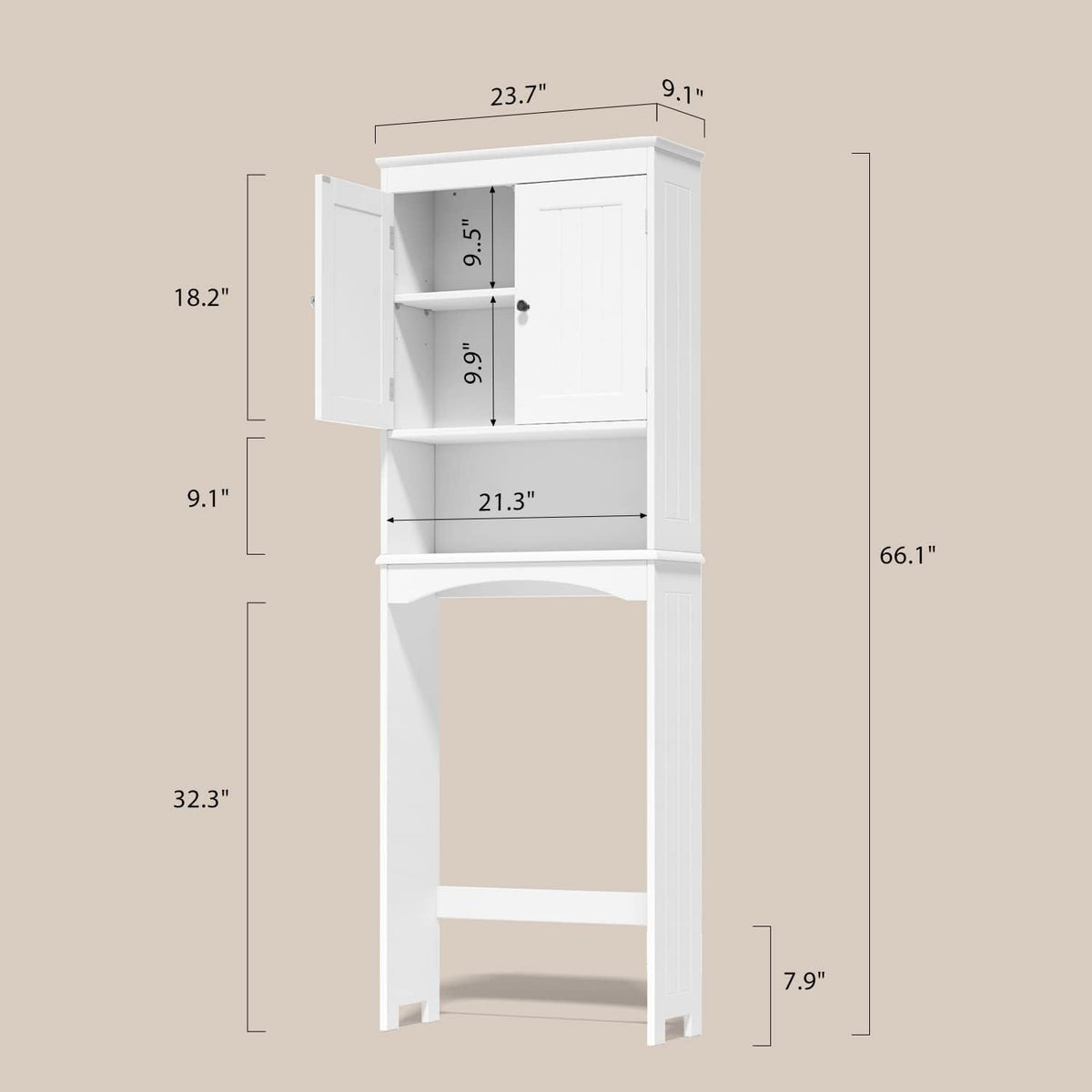 Over the Toilet Storage Cabinet with Adjustable Shelf, White U6061