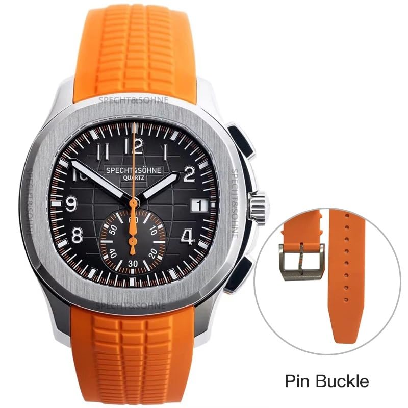 Men's Quartz Chronograph Watch Stainless Steel Sapphire Crystal Rubber Strap 40MM C6604