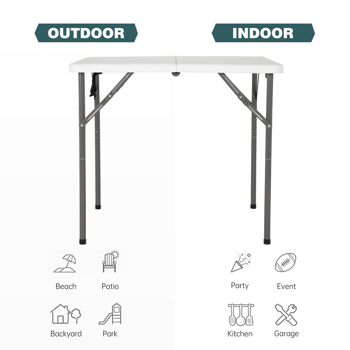 34" White Folding Plastic Table Q990