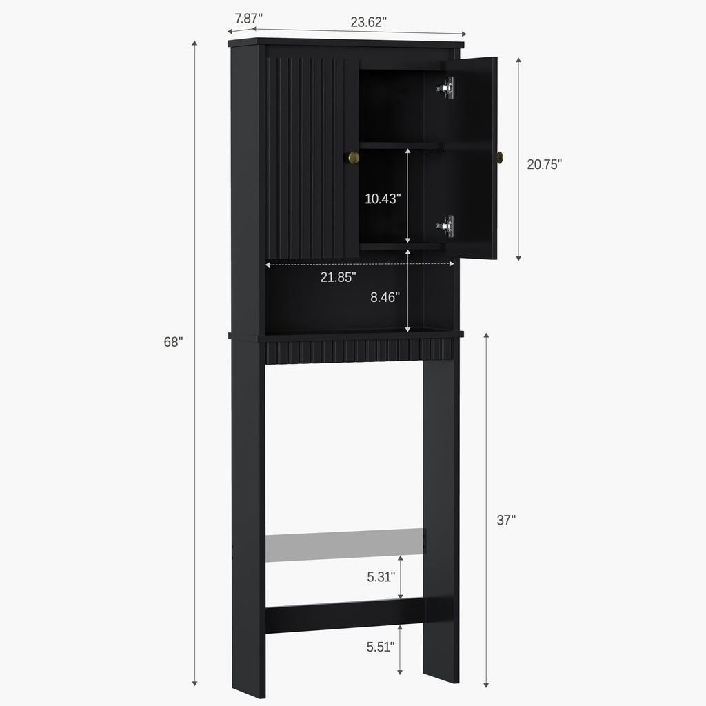 Black Over The Toilet Storage Cabinet with Adjustable Shelf H6080