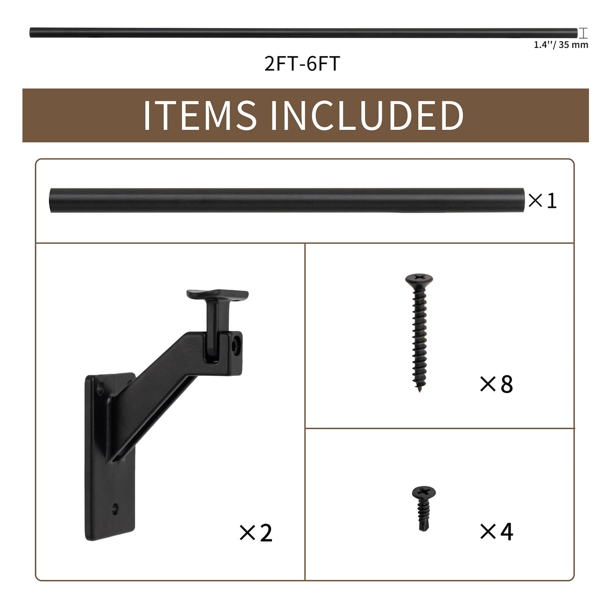 5 FT Aluminum Handrail Kit with Stainless Steel Brackets A68815