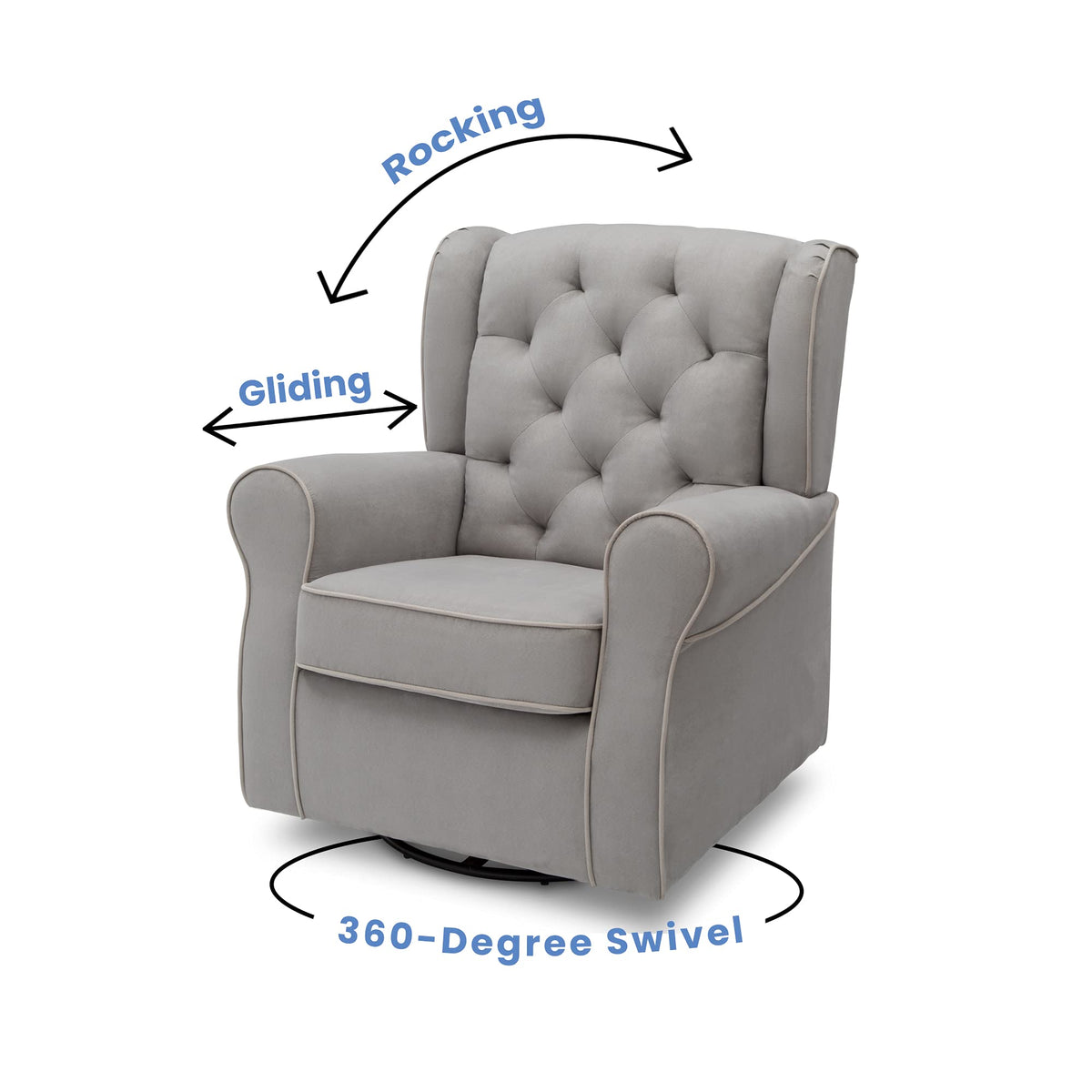 Dove Grey Upholstered Swivel Rocker Chair A2669