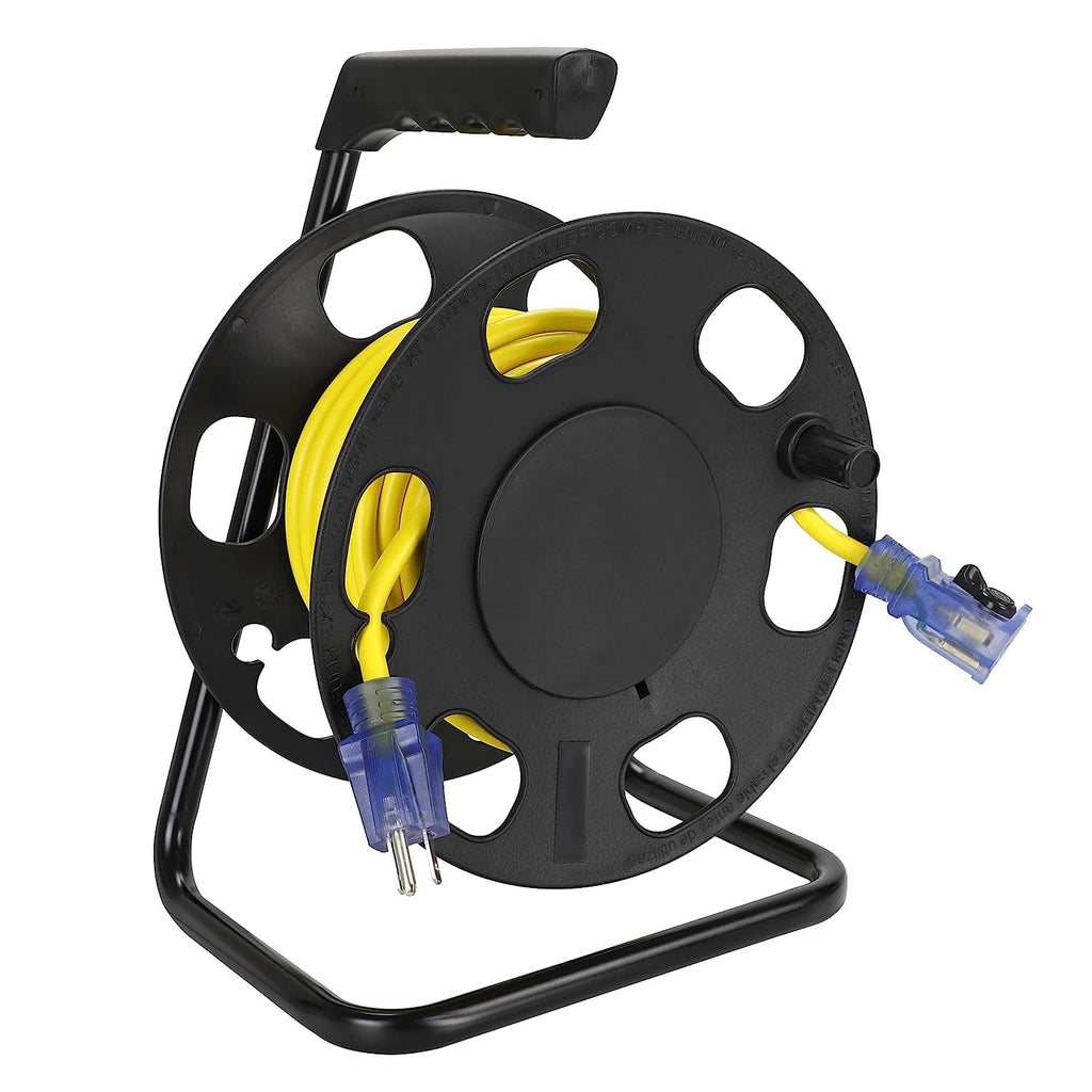 50ft Yellow Outdoor Extension Cord & Cord Storage Reel I5293