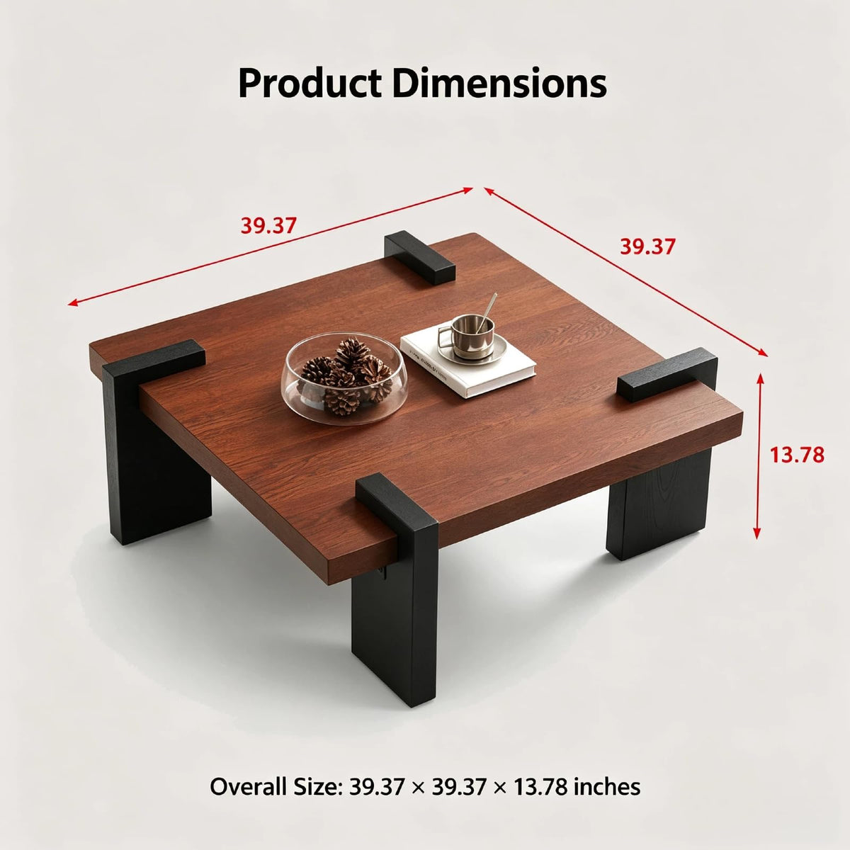 Walnut Coffee Table with Black Wood Legs O931