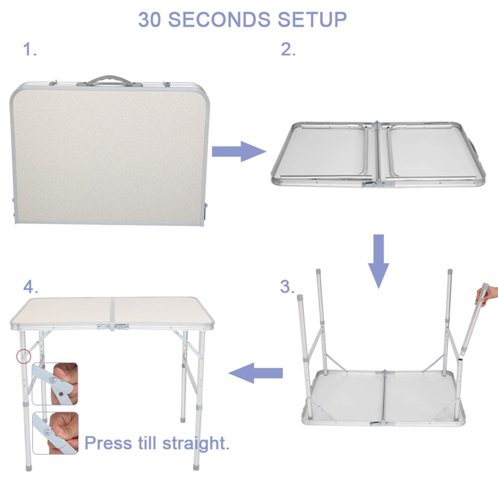 Folding Aluminum Camping Table White 3 FT Q85241
