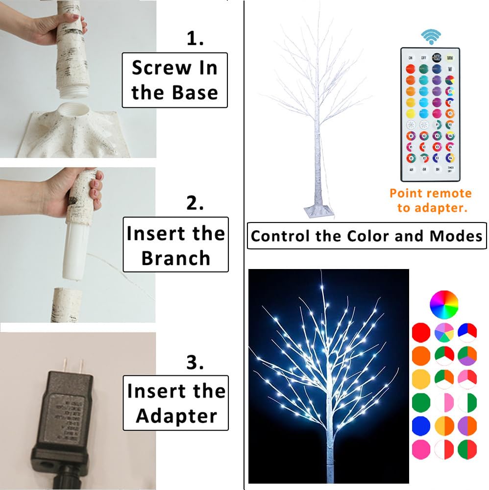 5 ft RGB Lighted Birch Tree I894099