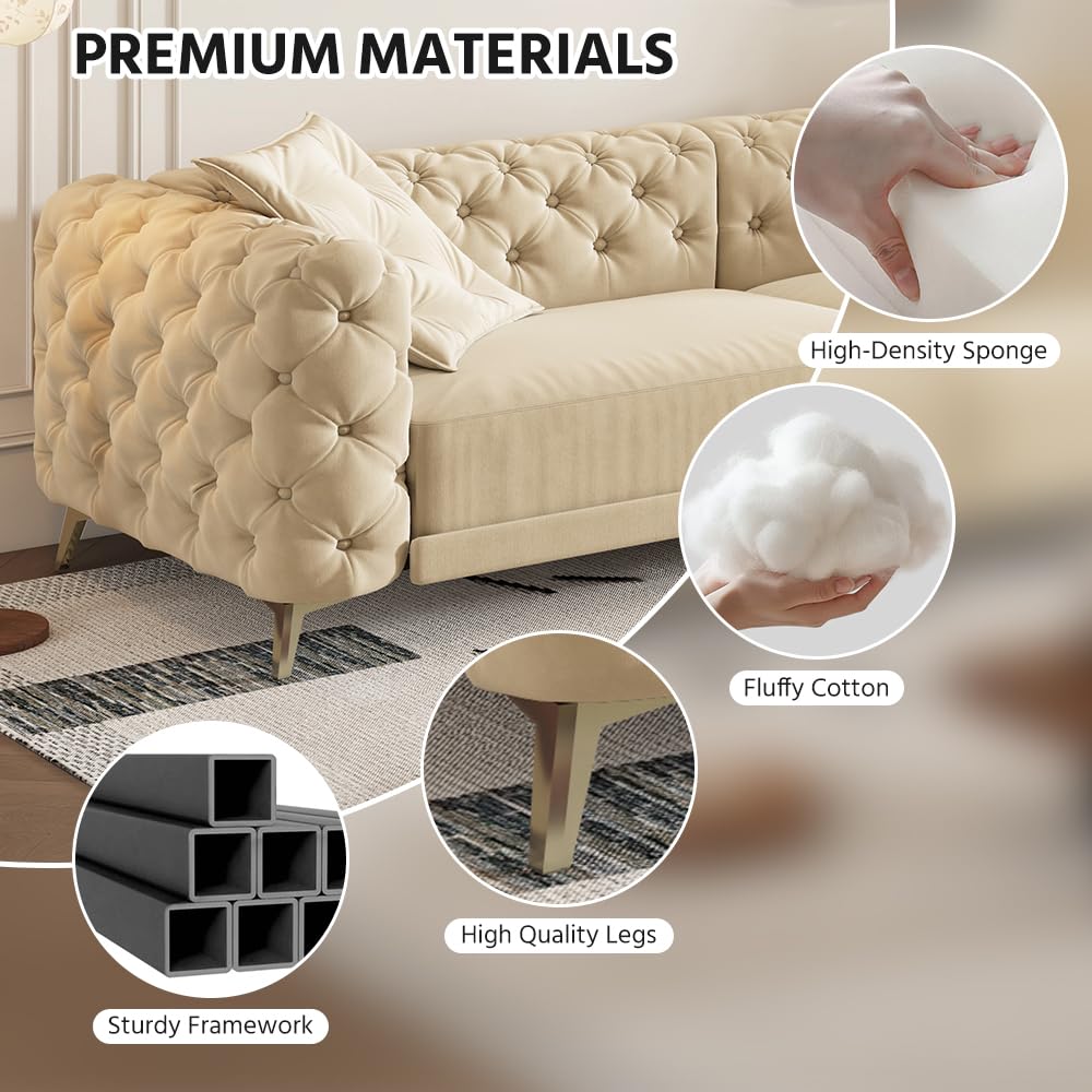Velvet 3-in-1 Convertible Sleeper Sofa with Movable Ottoman Q8836
