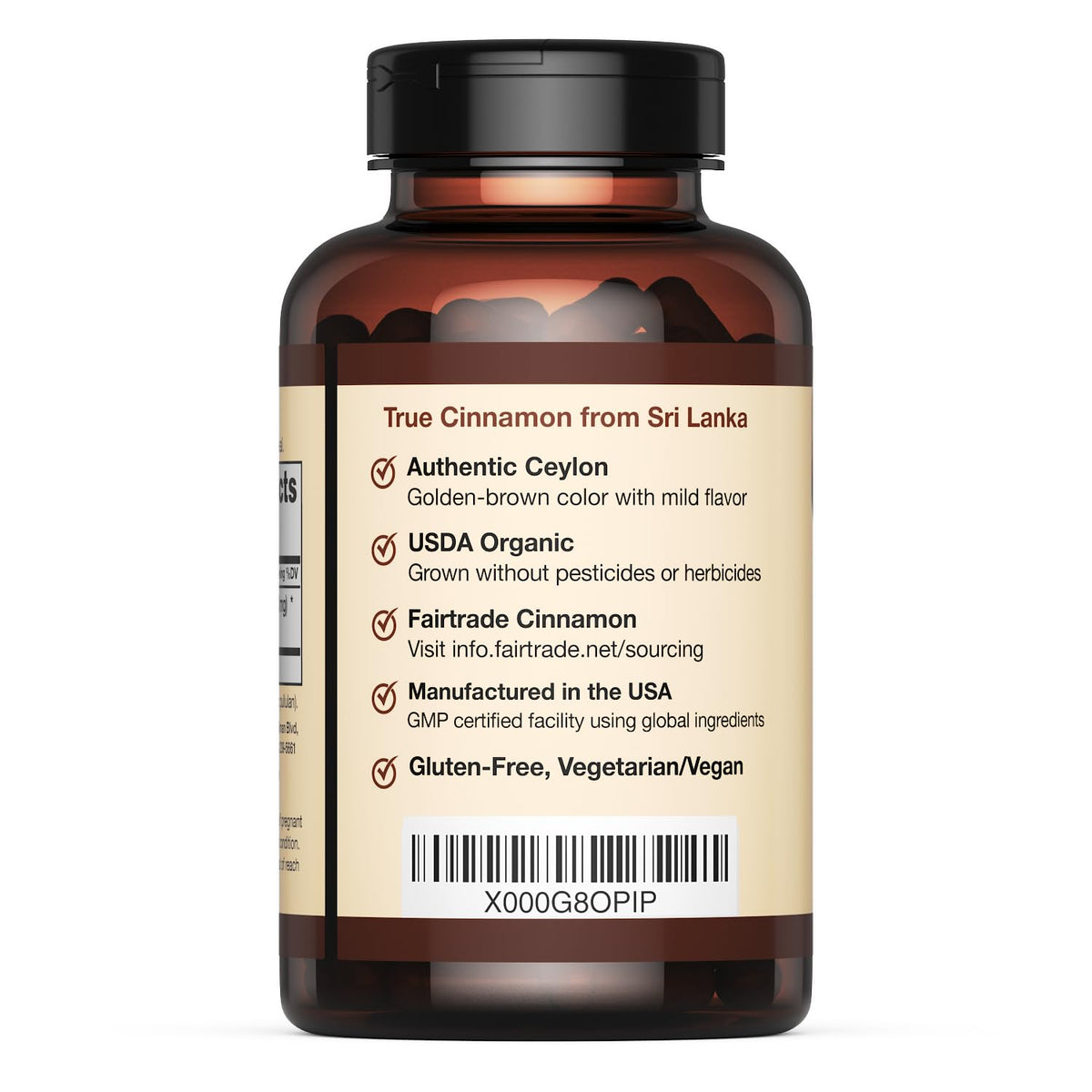 Organic Ceylon Cinnamon Capsules, 90 Count U375
