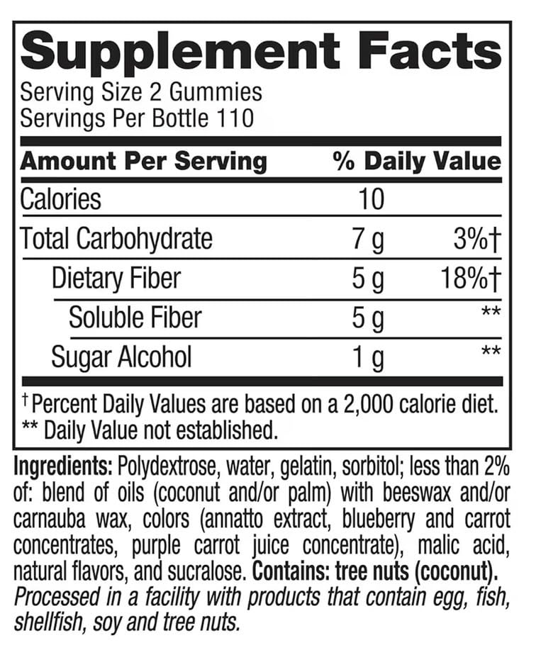 Sugar Free Fiber Gummies with Prebiotic 220 Count F27502