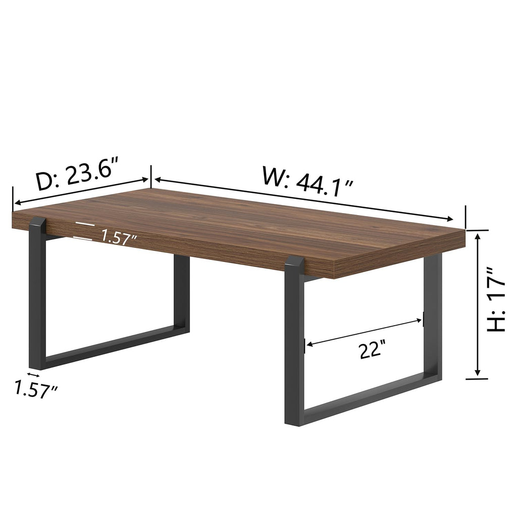 Walnut 44 Inch Wood and Metal Coffee Table Z494602