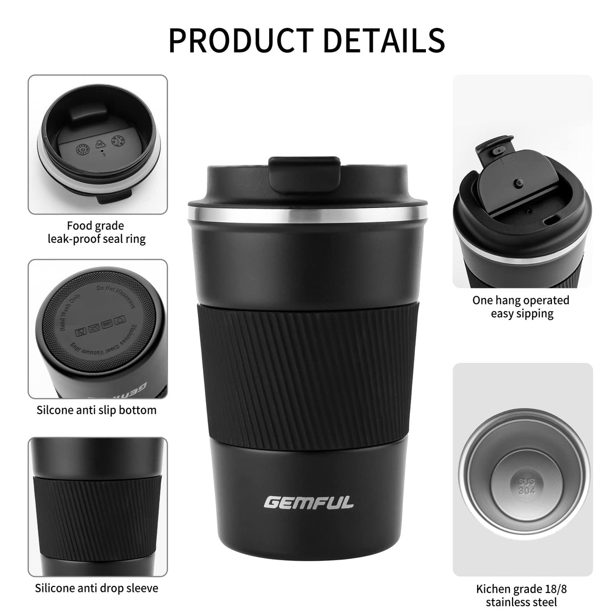 13oz Insulated Stainless Steel Travel Coffee Mugs Set (2 Pack) Q1766