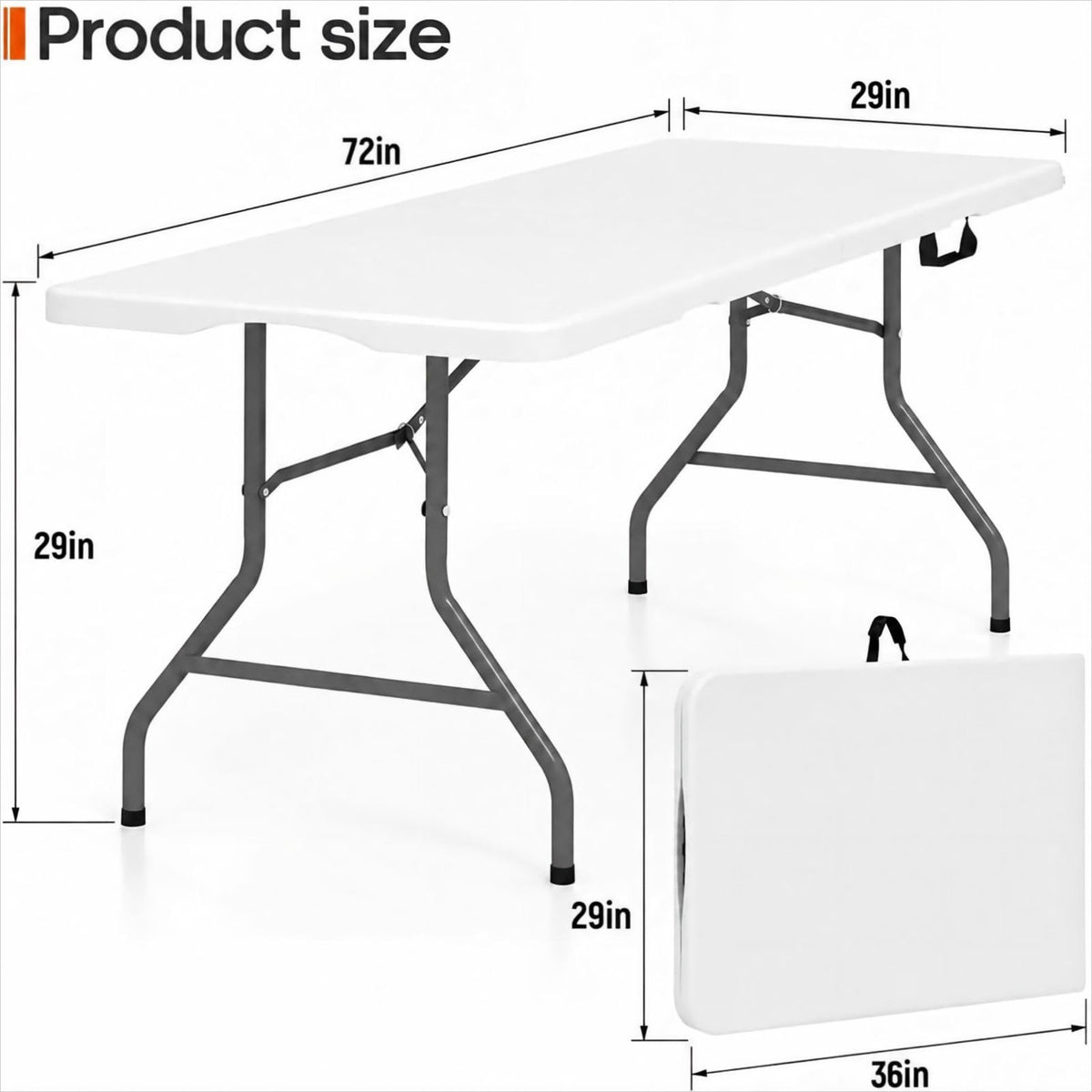 6FT Folding Table White Q5486