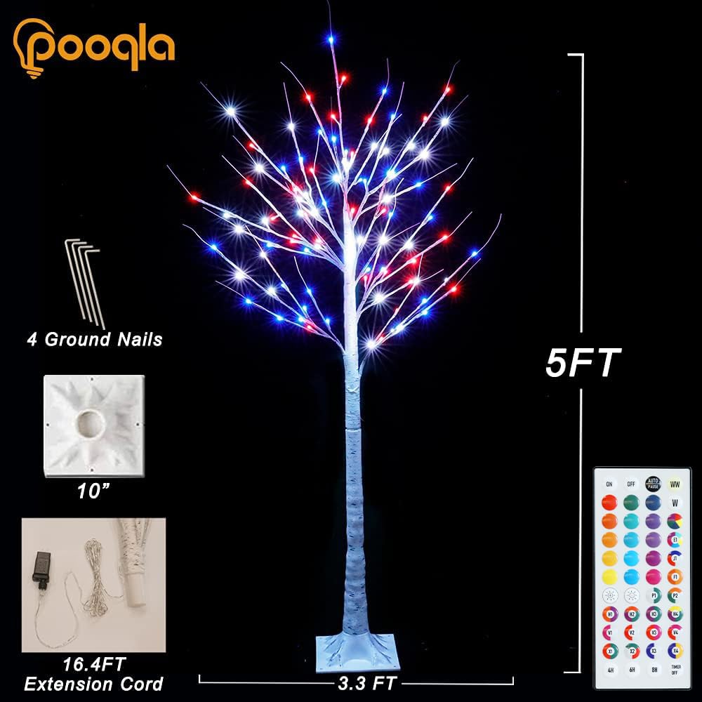 5 ft RGB Lighted Birch Tree I894099