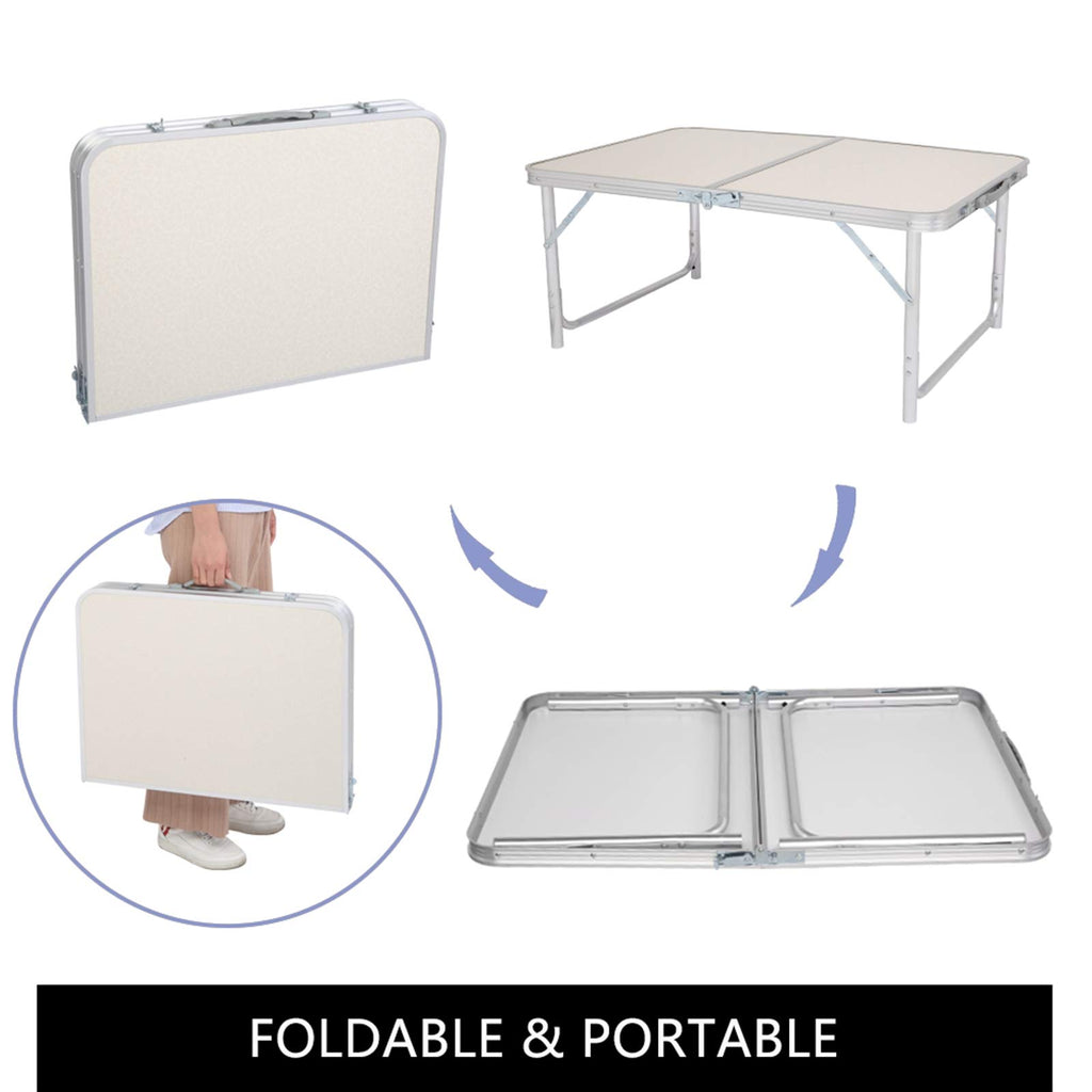 Folding Aluminum Camping Table White 3 FT Q85241