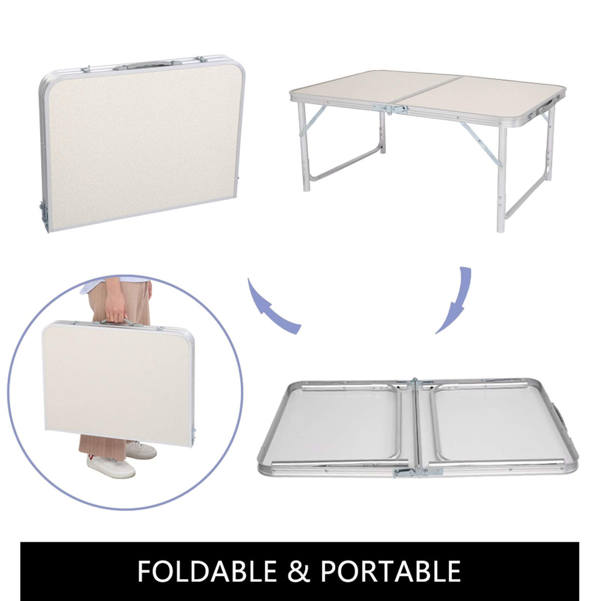 Folding Aluminum Camping Table White 3 FT Q85241