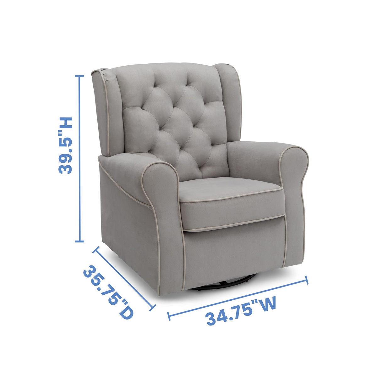 Dove Grey Upholstered Swivel Rocker Chair A2669