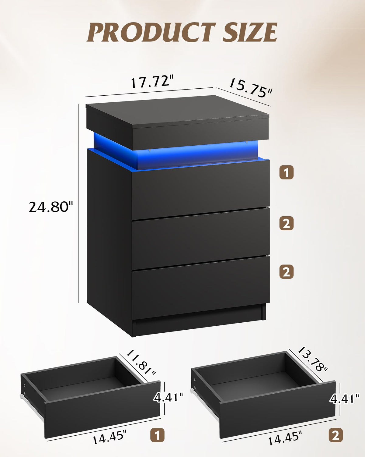 Black Nightstand with Charging Station D27004