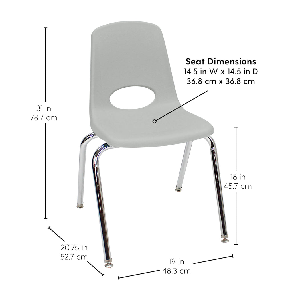 18" Light Gray School Stack Chair Y27709