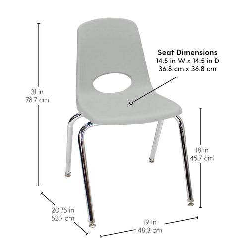 18" Light Gray School Stack Chair Y27709
