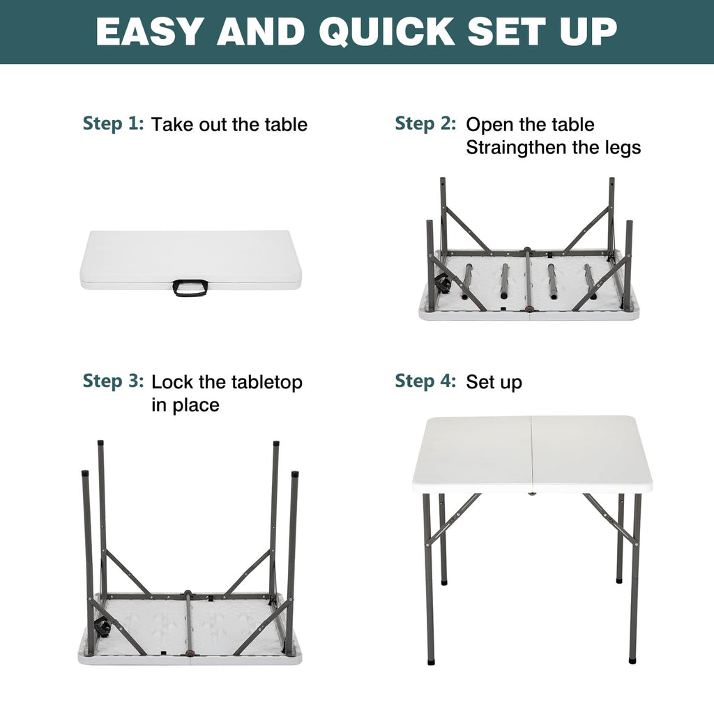 34" White Folding Plastic Table Q990