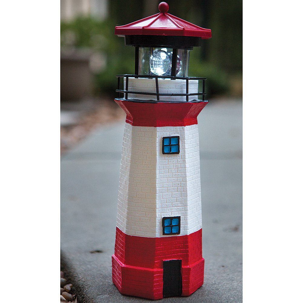 15" Red Solar Lighthouse with Rotating LED G999