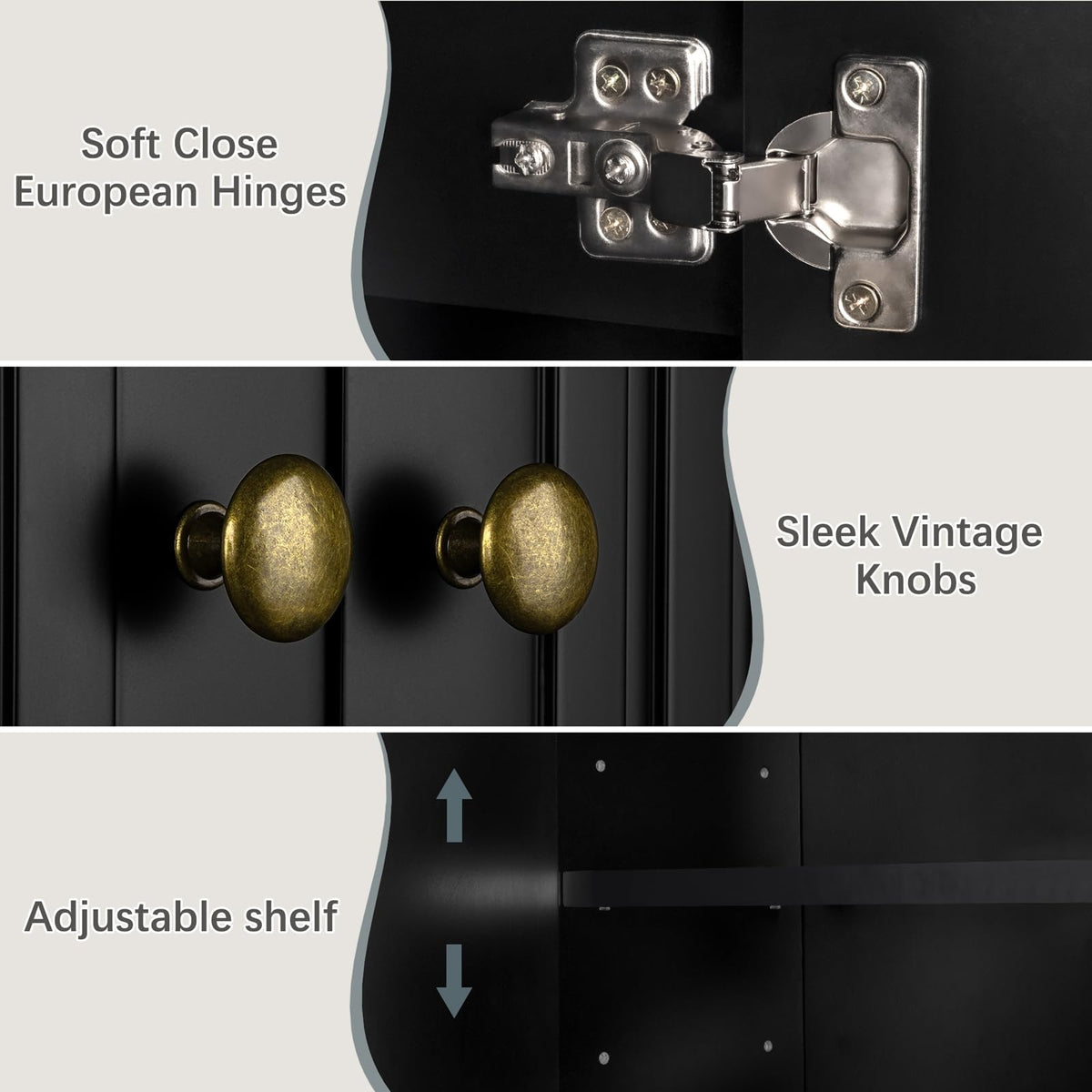 Black Over The Toilet Storage Cabinet with Adjustable Shelf H6080