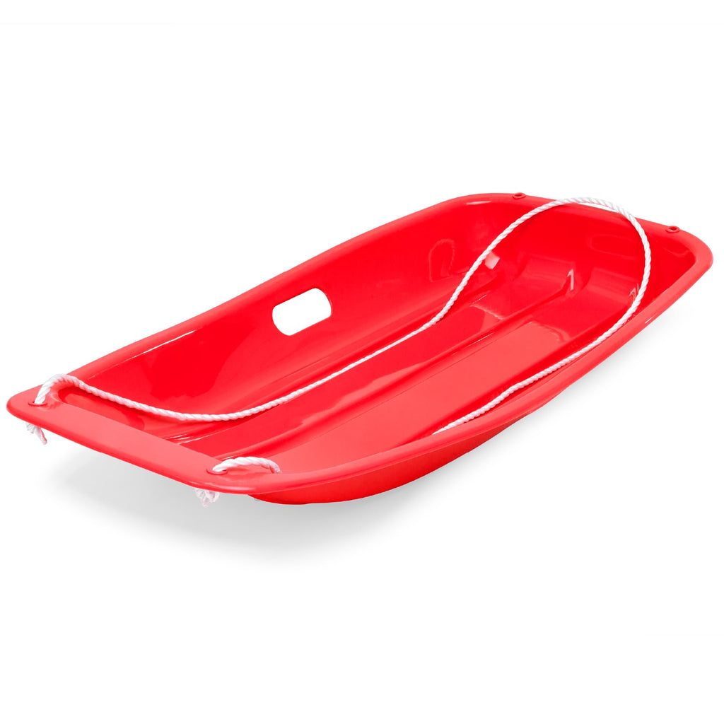 35in Kids Plastic Toboggan Snow Sled with Pull Rope I53594