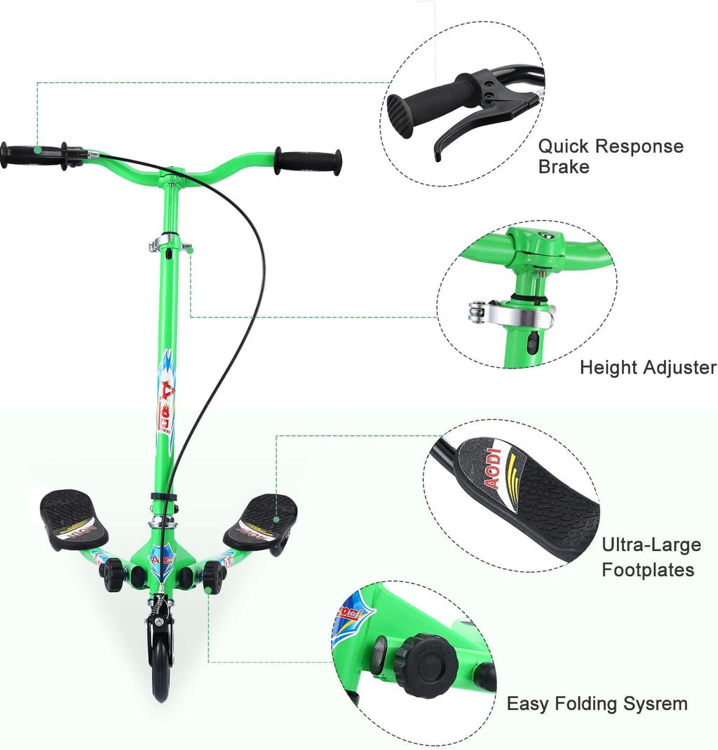 3 Wheels Foldable Swing Scooter with Adjustable Handlebar J714
