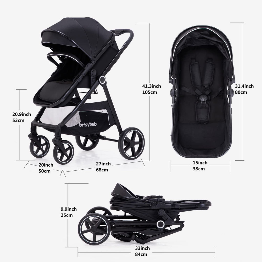 2-in-1 Folding Baby Stroller with Reversible Seat U19291