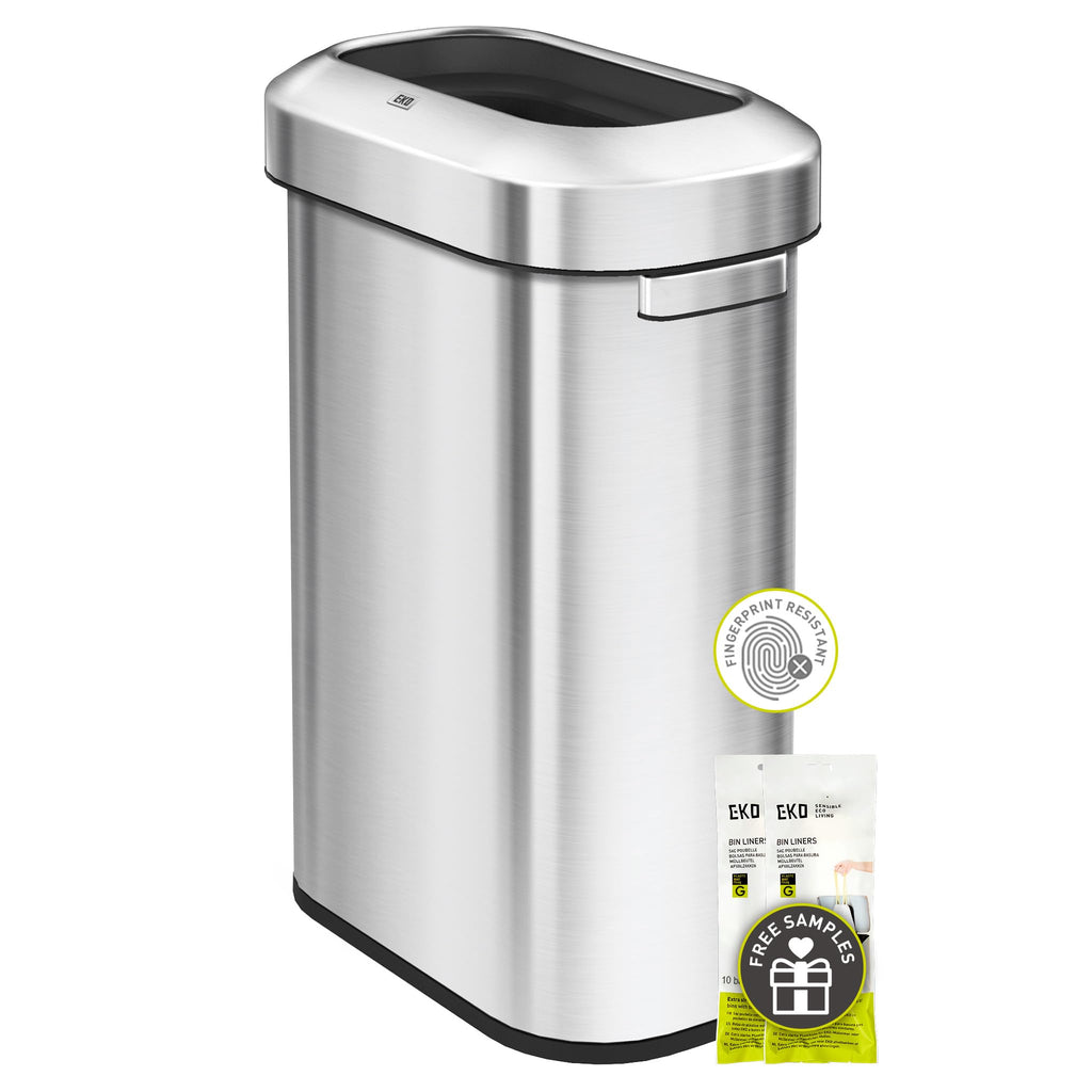 24 Gallon 90 Liter Open Top Stainless Steel Slim Trash Can M9106