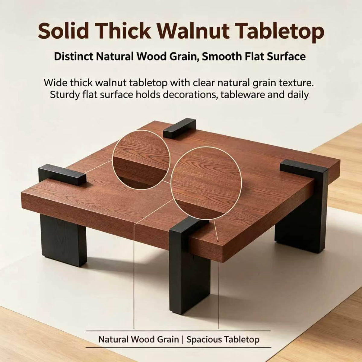 Walnut Coffee Table with Black Wood Legs O931