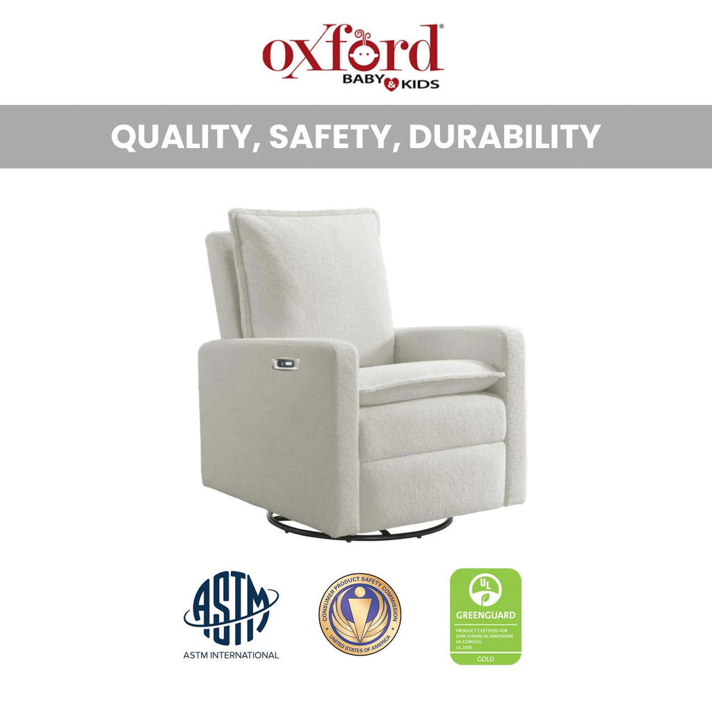 White Boucle Swivel Glider Recliner Q46007