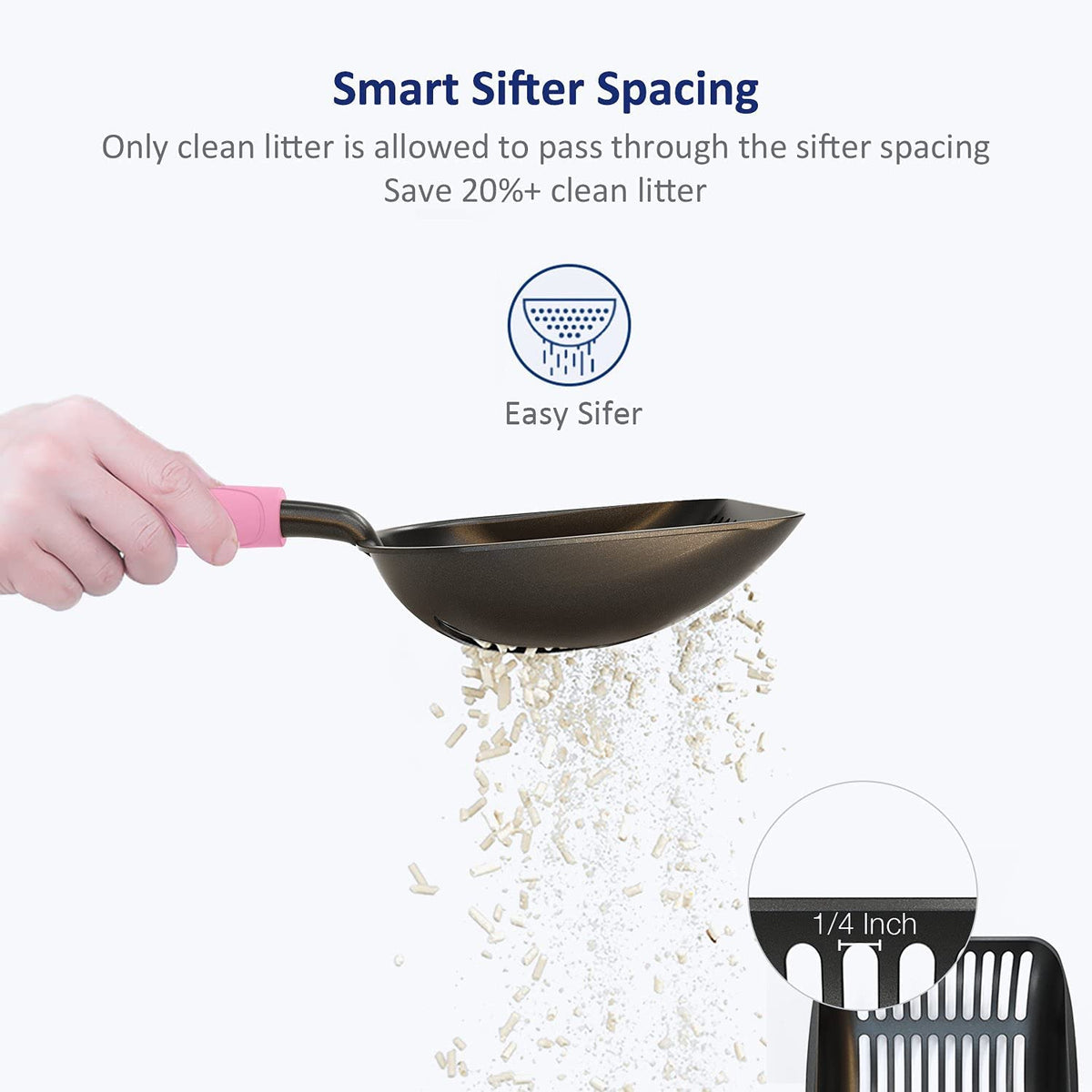Non-Stick Aluminum Alloy Cat Litter Scoop with Long Handle J761