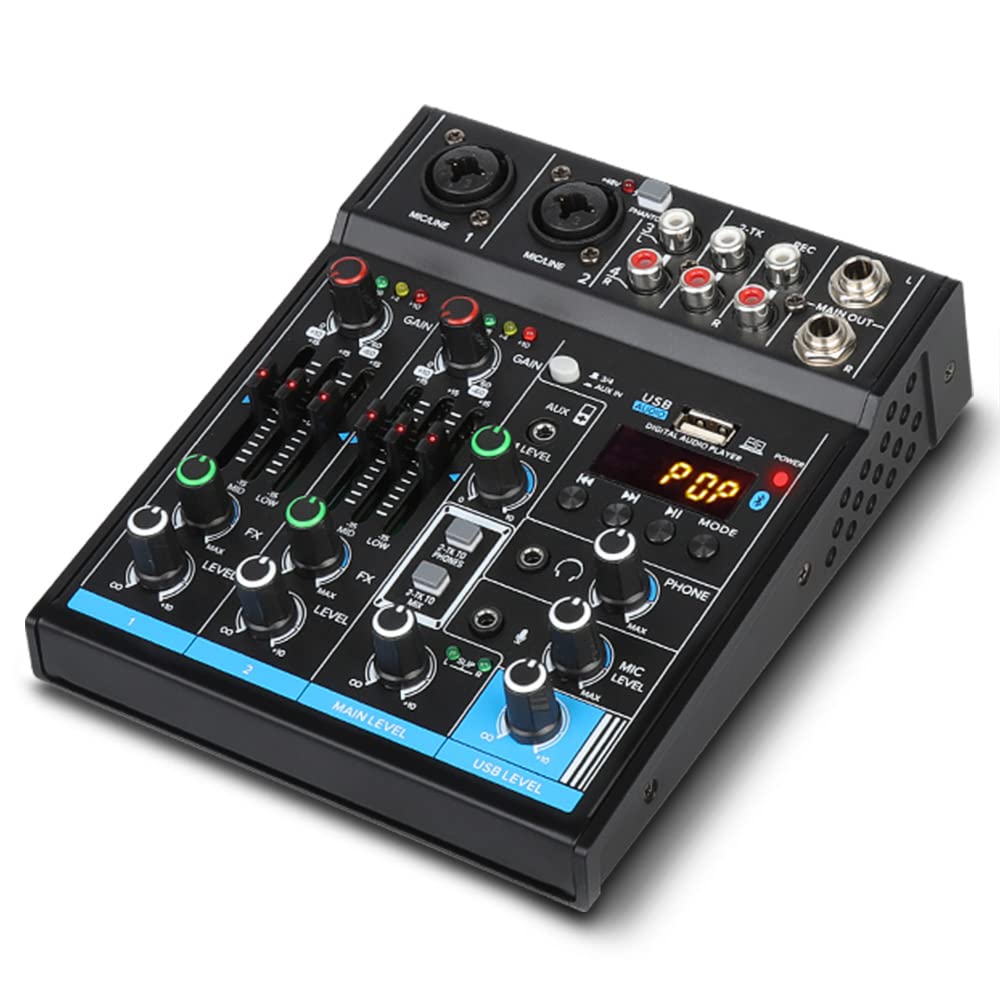 Portable Mini 4-Channel Audio Mixer with Sound Card A99015