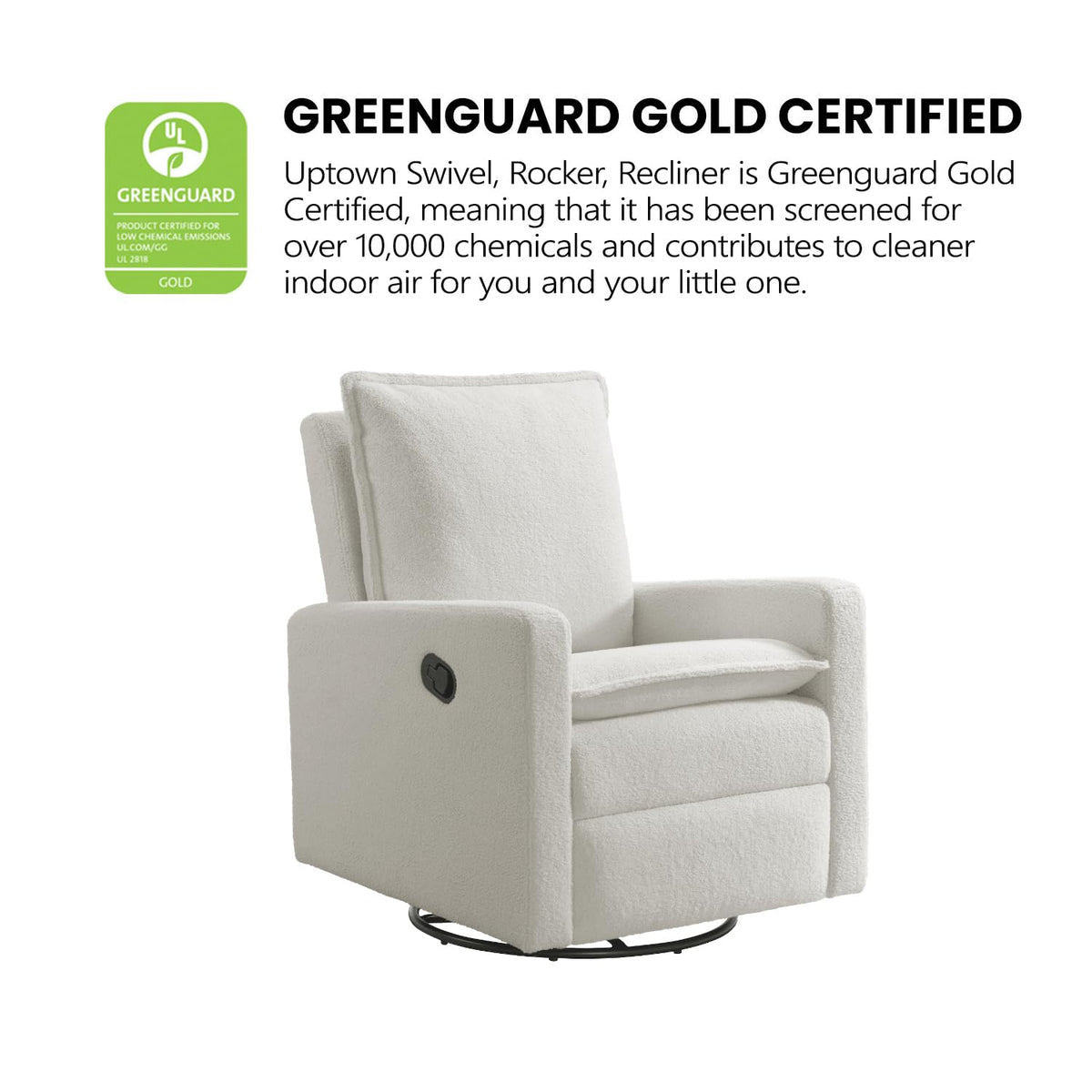 White Boucle Swivel Glider Recliner Q46007