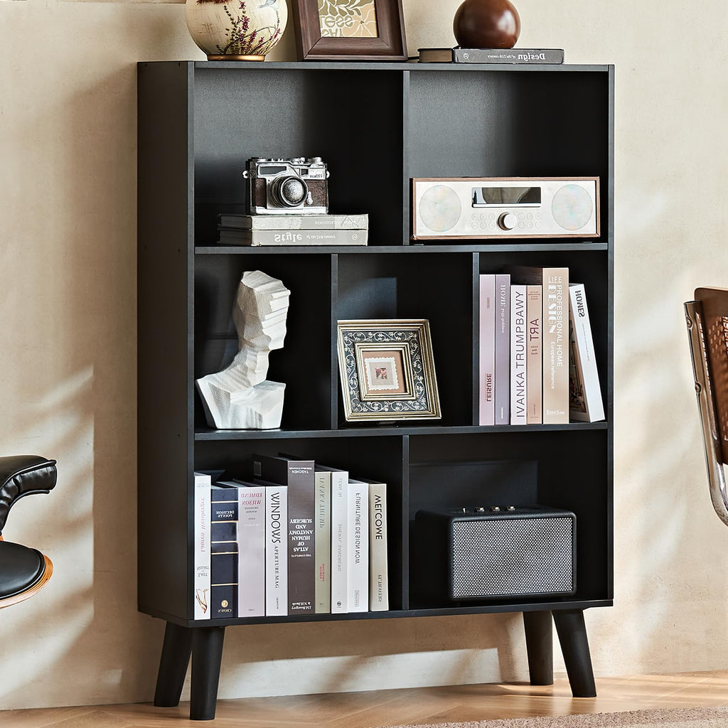 Black Cube Bookshelf with Legs Y81159