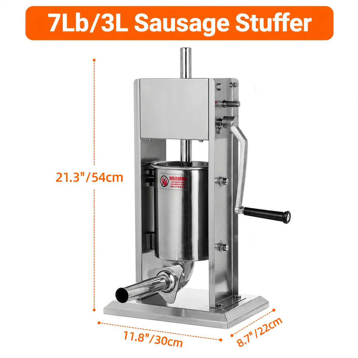 3L Stainless Steel Manual Sausage Stuffer with 4 Tubes N833