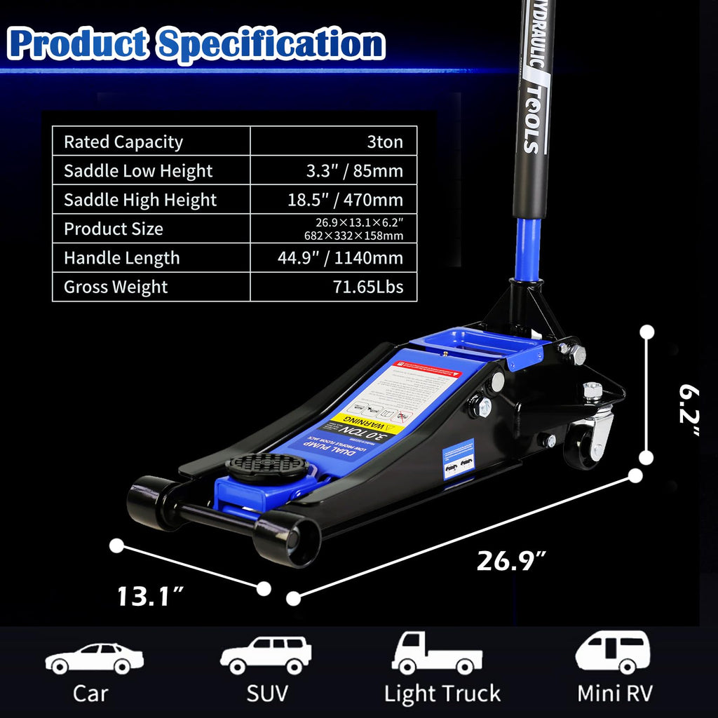3 Ton Low Profile Hydraulic Steel Floor Jack K7959