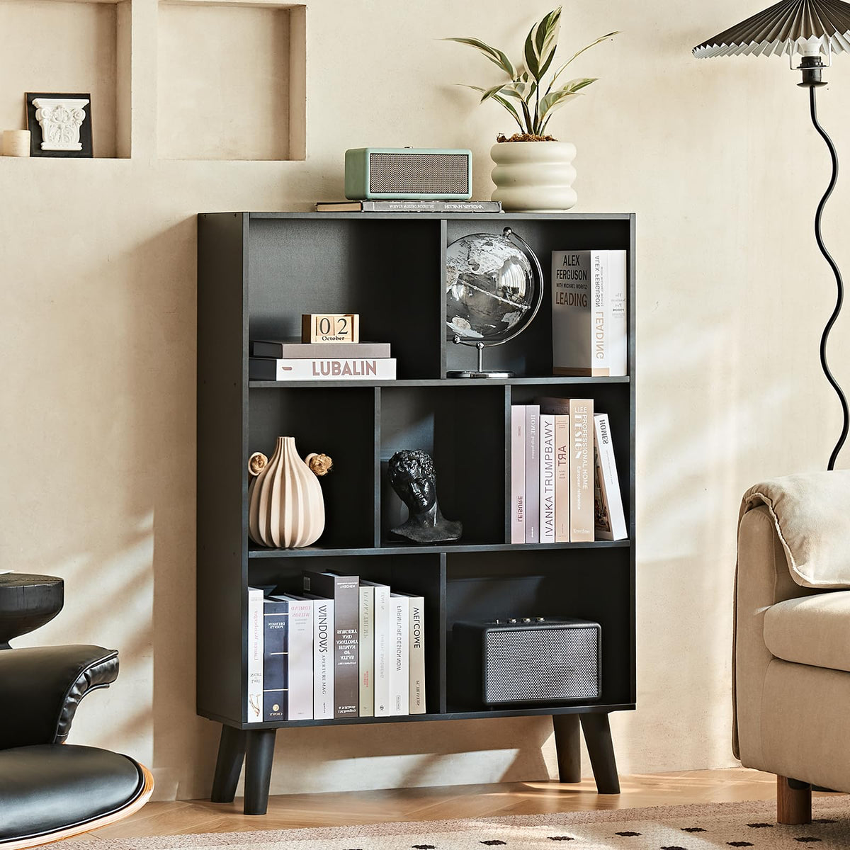Black Cube Bookshelf with Legs Y81159