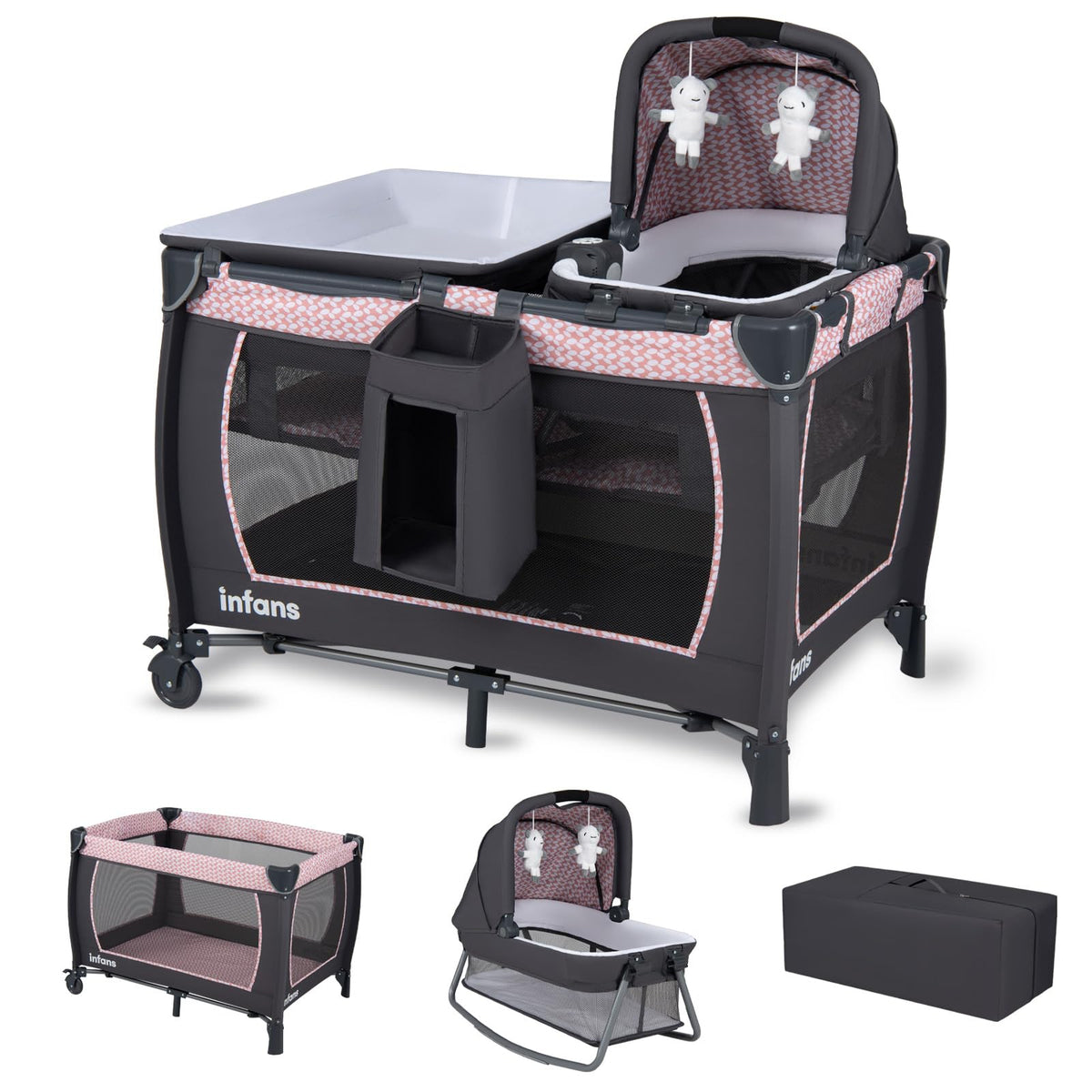 5 in 1 Pack and Play with Bassinet D9631