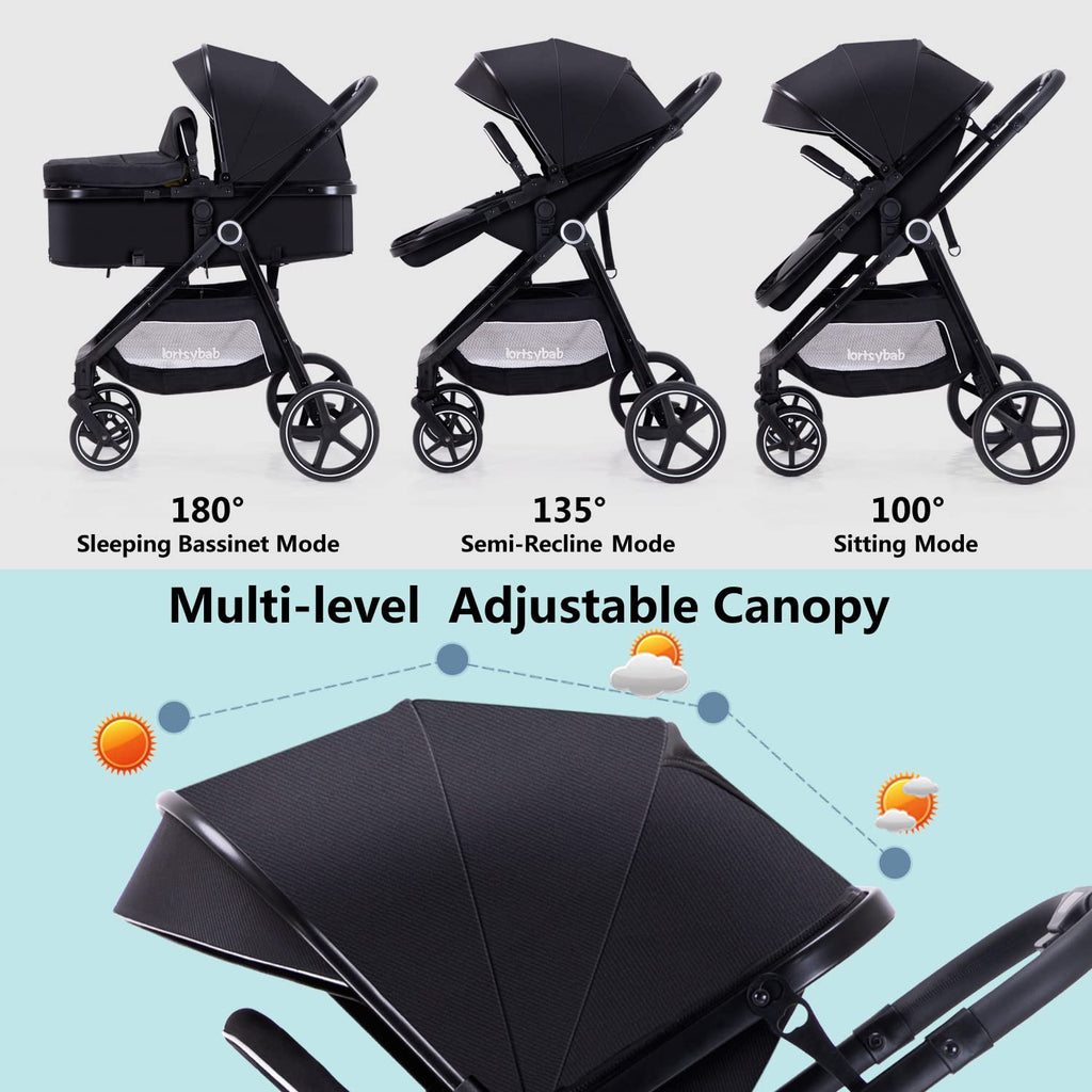 2-in-1 Folding Baby Stroller with Reversible Seat U19291