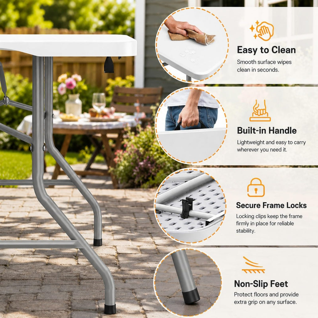 6FT Folding Table White Q5486