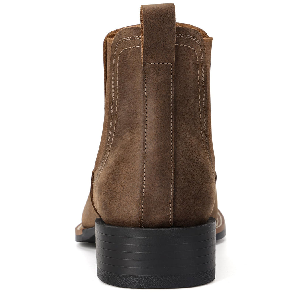 Western Cowboy Boots Square Toe Chelsea Ankle Boots N672