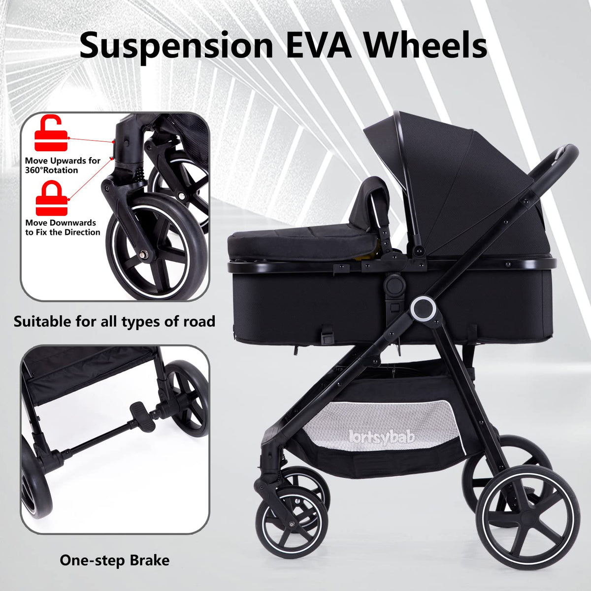 2-in-1 Folding Baby Stroller with Reversible Seat U19291
