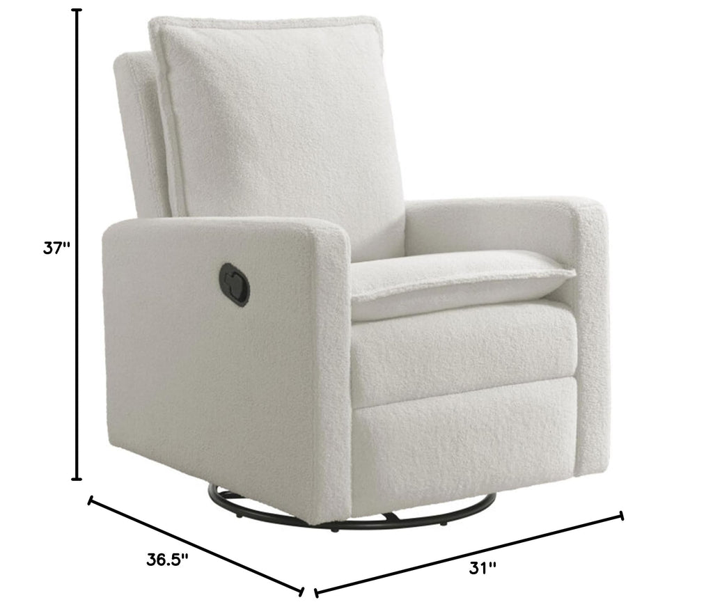 White Boucle Swivel Glider Recliner Q46007
